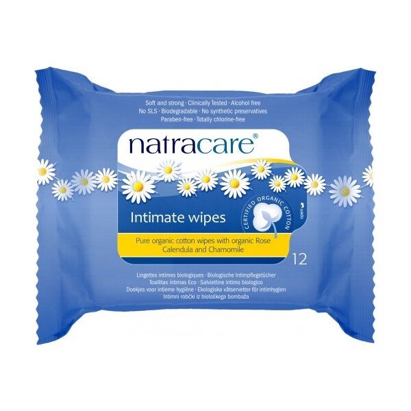 Servetele umede din bumbac organic pentru igiena intima (12 buc.)